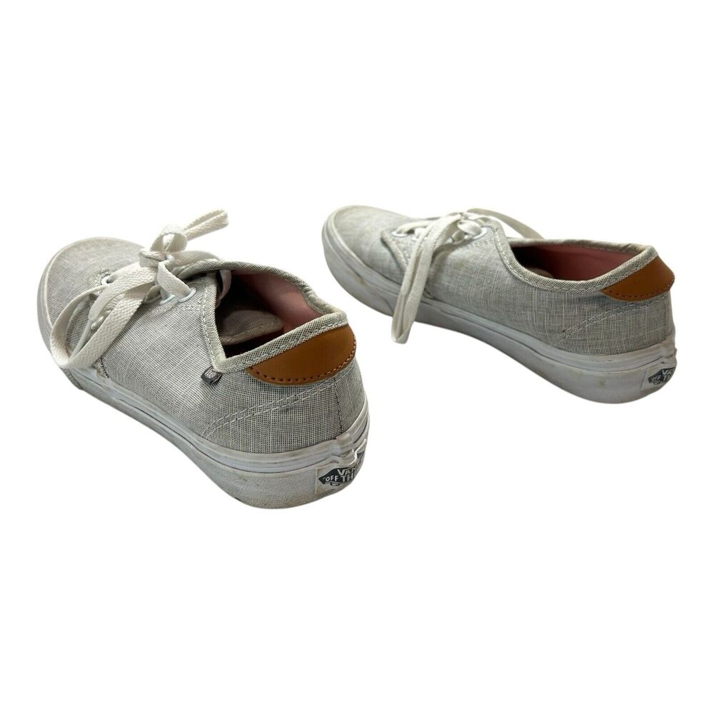 Vans Low Top Canvas Sneakers Gray Linen Look Women’s Size 7 Lace Up - Picture 4 of 11